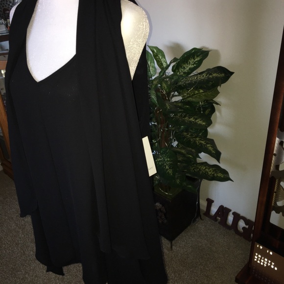 KAREN KANE NWT AUTHENTIC BLACK DRAPE FRONT SLEEVELESS BLOUSE - Picture 5 of 15